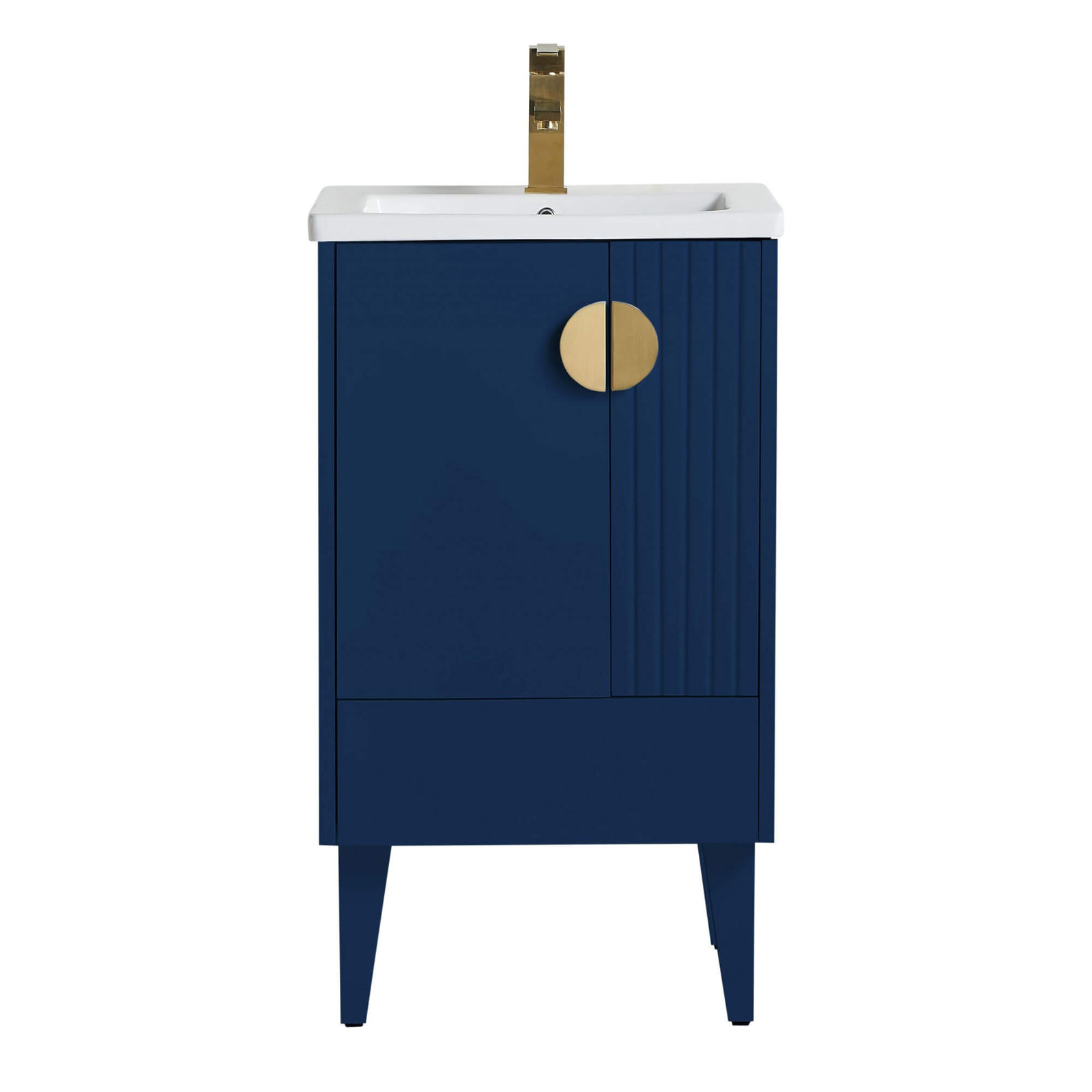 Saimah 20'' Single Bathroom Vanity, Satin Brass, Navy Blue