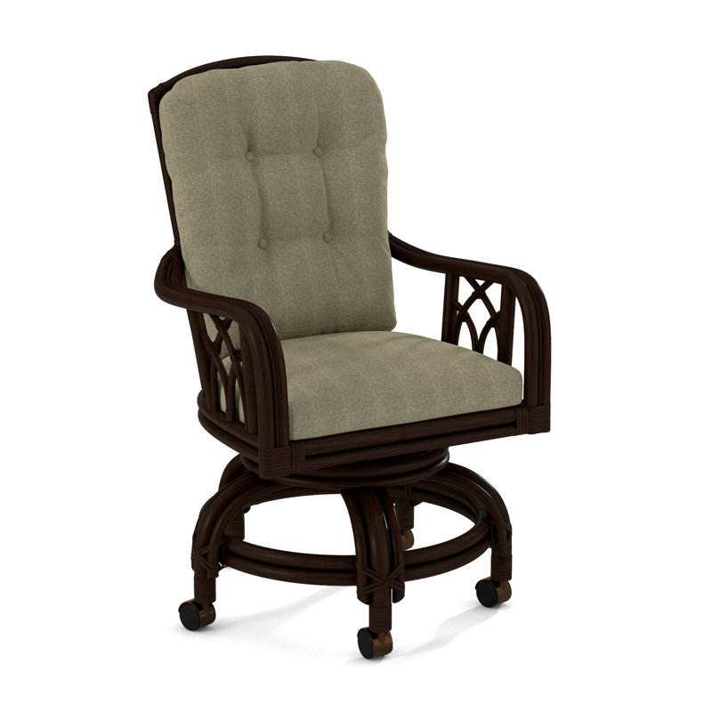 Edgewater Castered Arm Chair, Java, White Performance Fabric; 0851-94