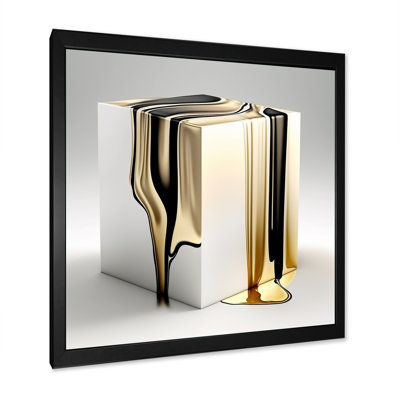 «Black and Gold Cubic Expression I» - Cubisme abstrait, impressions encadrées
