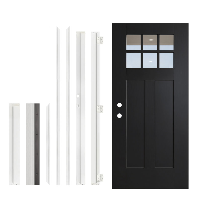 Durable Black FRP Exterior Doors, 36 x 80 Craftsman 6 Lite Home Entry