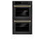 ZLINE Autograph 30 in. True Convection Double Wall Oven in Black Steel with Gold Helix Handles