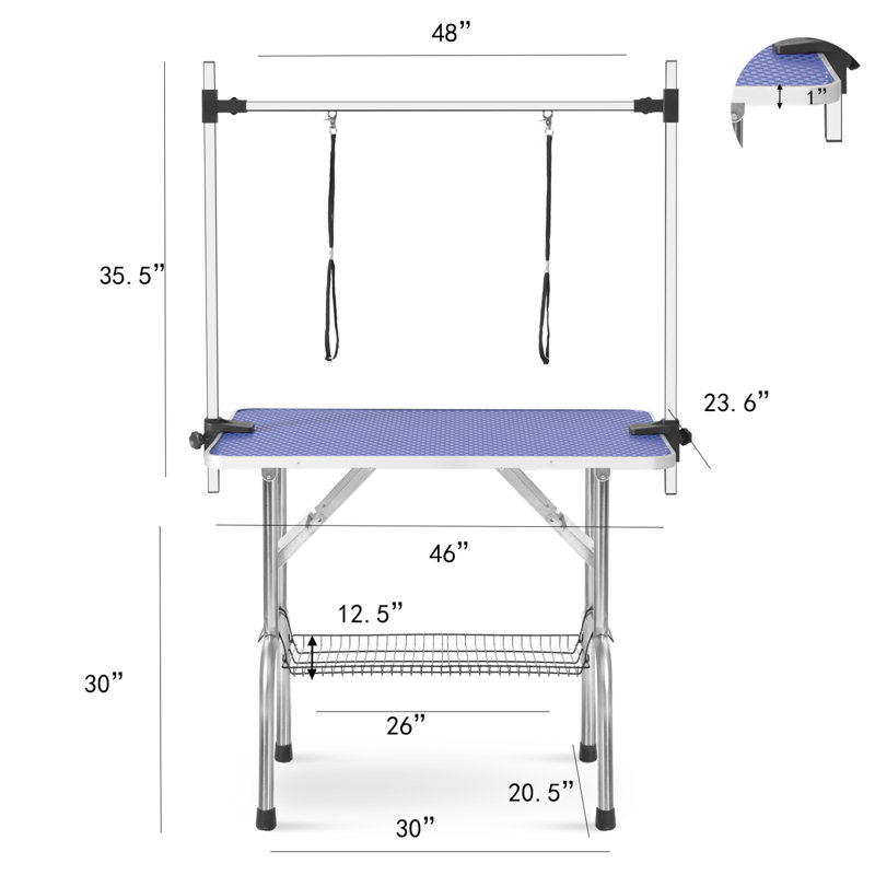 Large Size 46" Grooming Table For Pet Dog And Cat With Adjustable Arm And Clamps Large Heavy Duty Animal Grooming Table