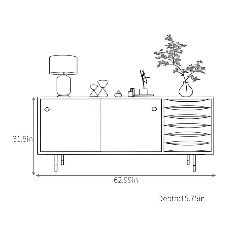 Buffet multifonctionnel, H 31,5 po x l 62,99 po x P 15,75 po, Bleu / Vert
