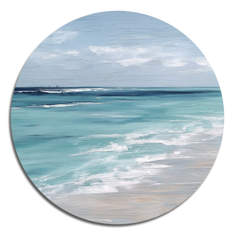 Décoration murale ronde en métal bleu et blanc, L 29 po x H 29 po