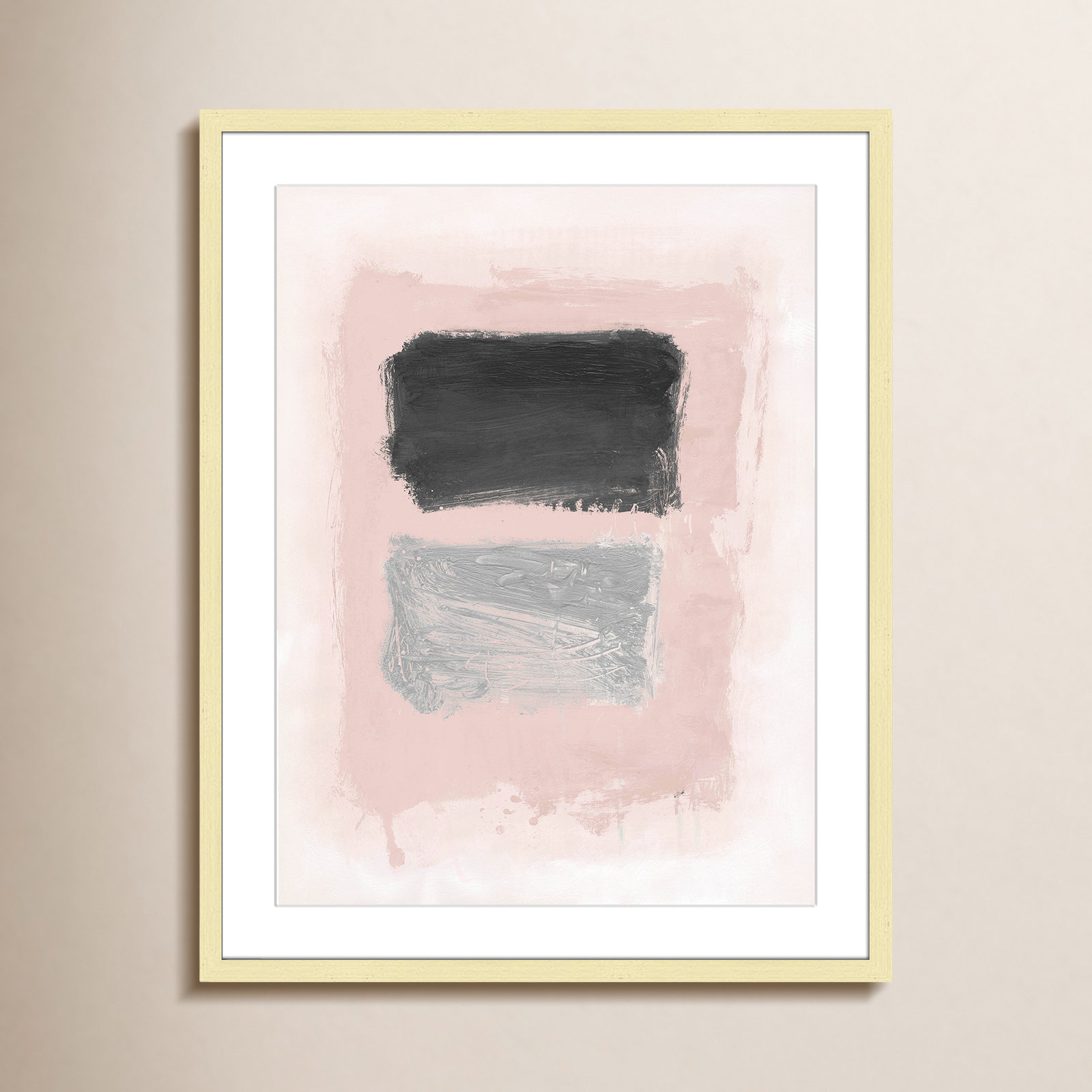 Pink, Black And Silver Shimmer I by Casa Fine Arts, Gold Matted Picture Framed, 29.5" H x 23.5" W x 1.25" D