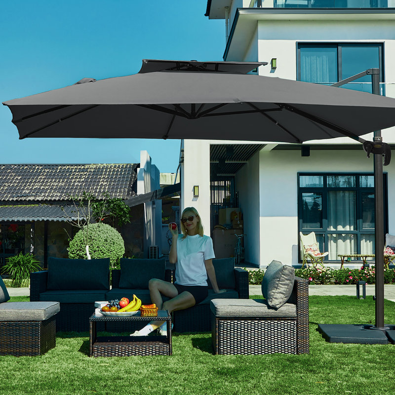 Parasol en porte-à-faux Pulk, Gris, L 120 po x P 120 po
