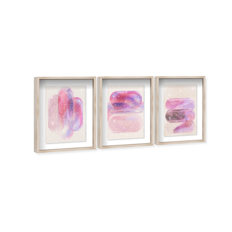 Rose Topaz Set Set by Oliver Gal, 16.5"H x 11.5"W, Natural Oak Shadowbox
