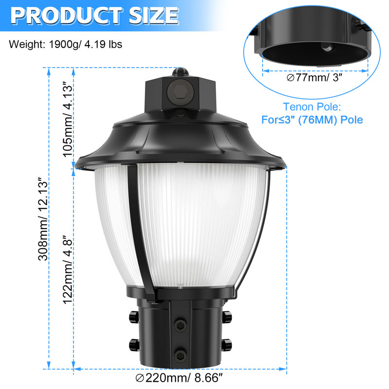 Éclairage de rue à DEL sur le dessus du parc de stationnement avec éclairage à DEL 80W / 60W / 48W 11200LM 3000K / 4000K / 5000K AC100-277V