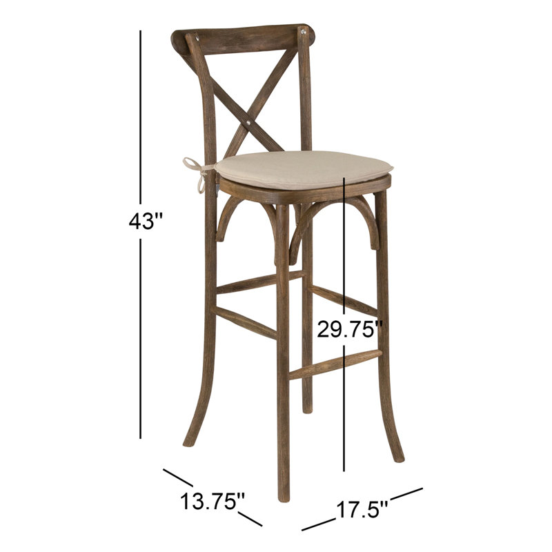Aylar 350lb. Tabouret de bar avec coussin et dossier croisé