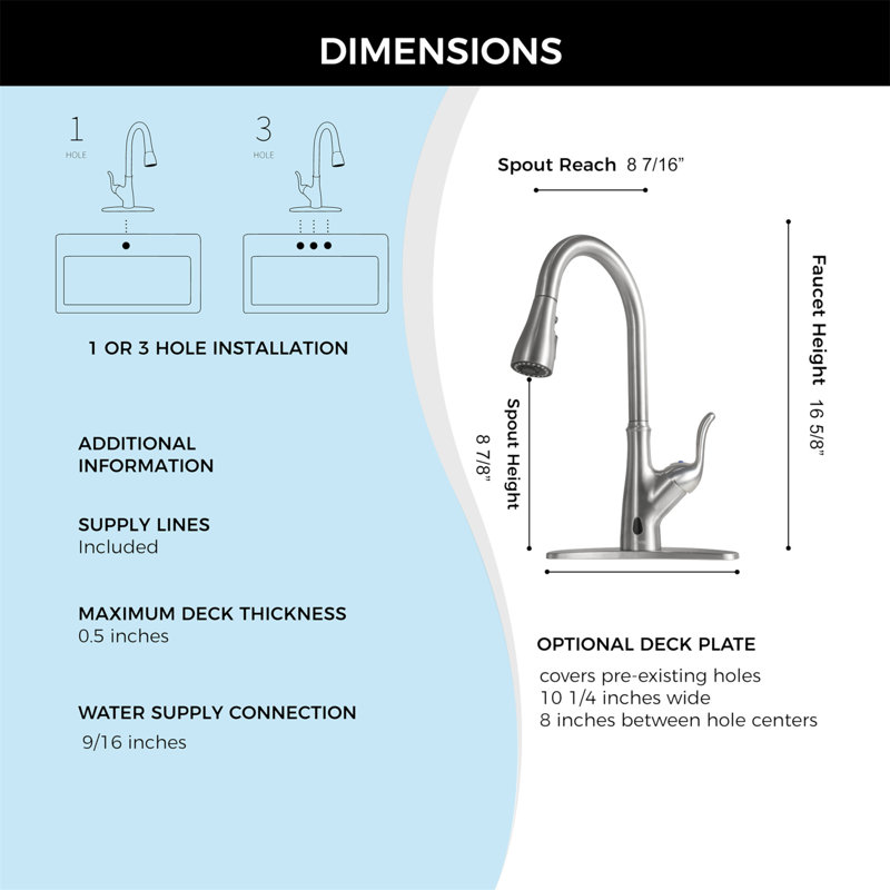 Pull Down Touchless Single Handle Kitchen Faucet, Brushed Nickel