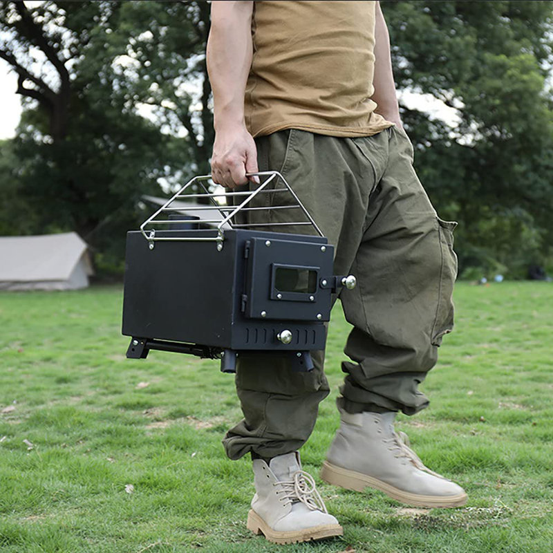 Portable Tent Wood Stove With Pipe, Outdoor Camping Stove