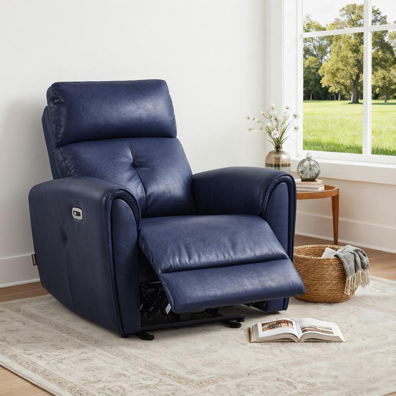 17.9"Seat Hight Small Zero Wall-Hugger Recliners Chair with Lumbar Support & USB and Type-C Charging Ports, Faux Leather