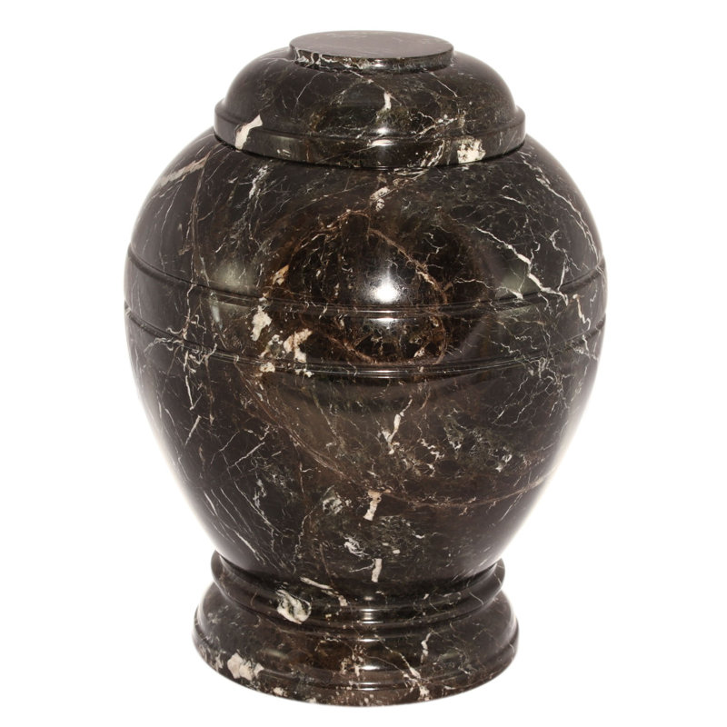 Urn ovale cremation avec couvercle Shaw, Zèbre noir, H 11 po x l 8,5 po x P 8,5 po