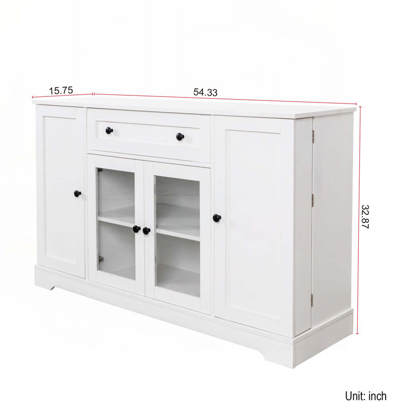 Buffet Cabinet with Storage, Modern Sideboard Buffet with Doors, Wood Coffee Bar Kitchen Storage Cabinet with Drawer and Adjustable Shelf