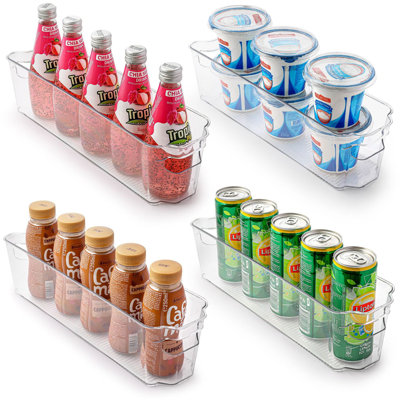 Zulay 4 Pack Clear Refrigerator Organizer Bins - Narrow Fridge Organizers And Storage Clear