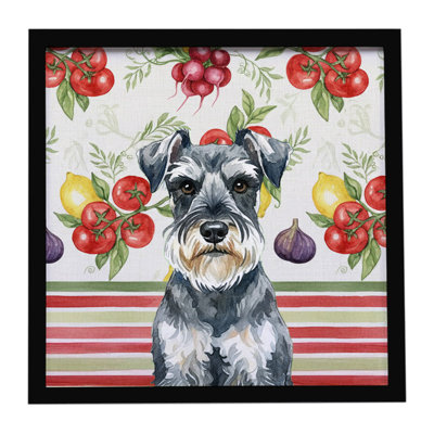 Schnauzer Vegetables Framed Metal Print