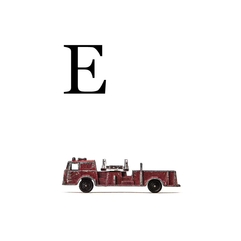 E Fire Engine Letter - Print on Canvas, Wrapped Canvas, 20.32 cm H x 30.48 cm W