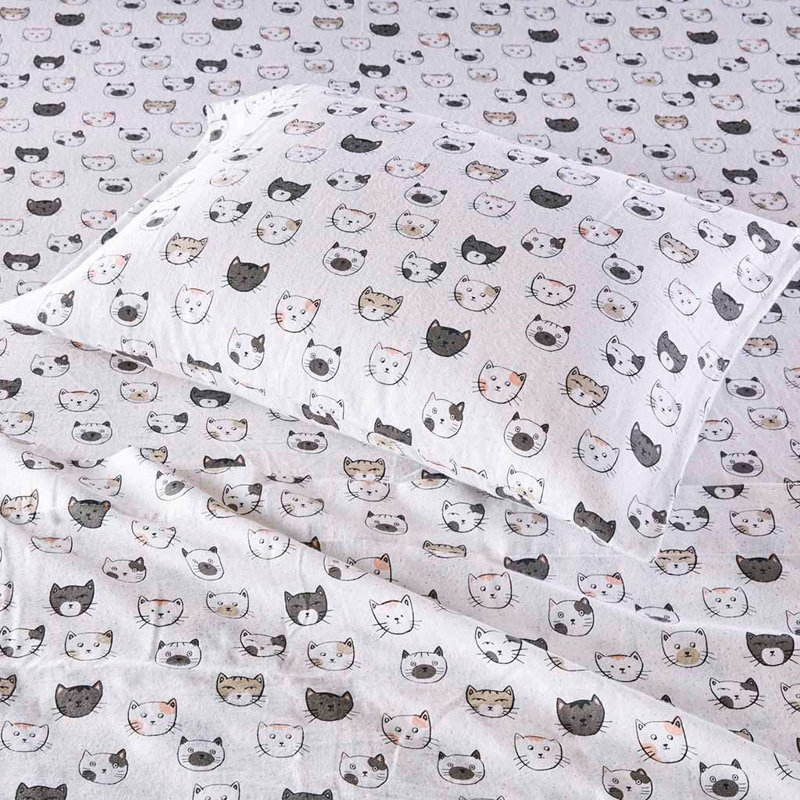 Gracie Mills Atticus Cotton Flannel Printed Sheet Set, Twin XL Sheet Set with 1 Pillowcase