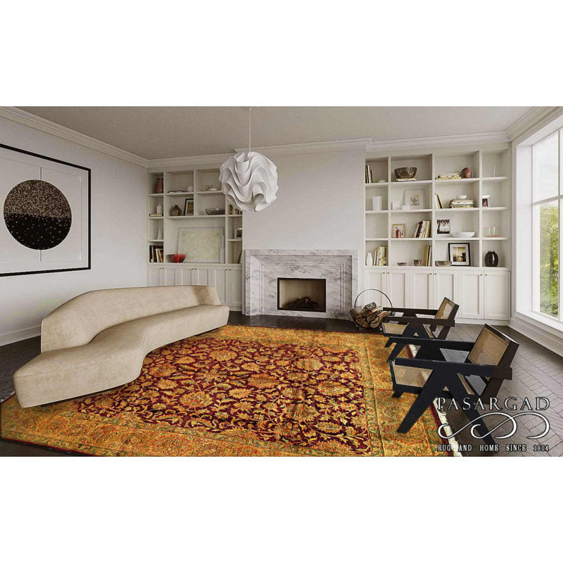 Tapis en laine d'agneau rectangulaire unique 9 pi 1 po x 12 pi 1 po Guluzar