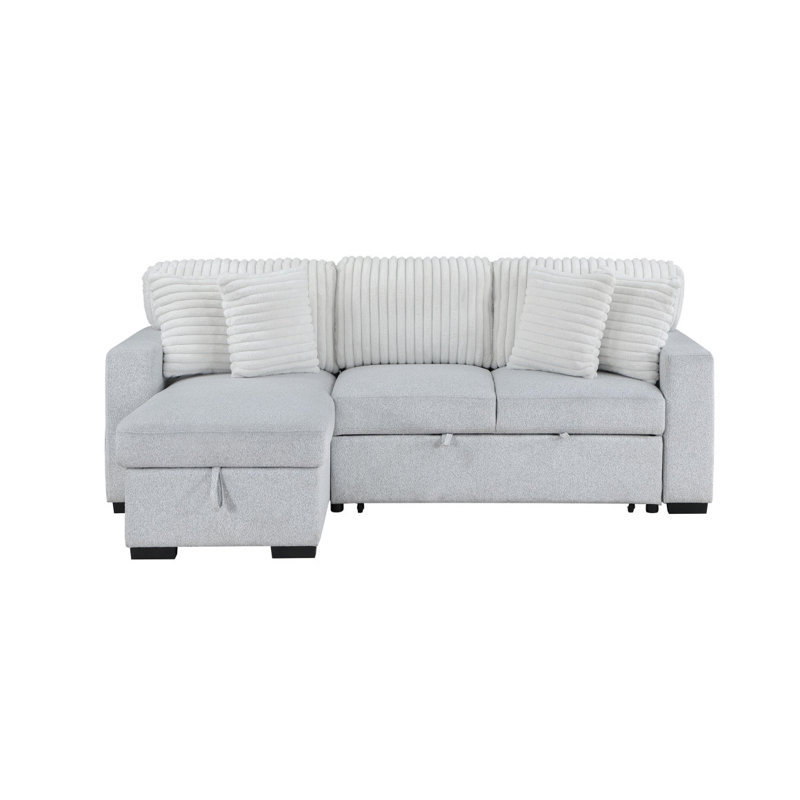 Boneless Ford Light Grey/White Reversible Pull Out Sofa Bed
