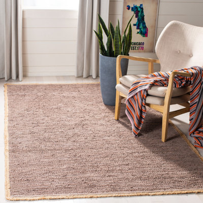 Zeitler Hand Woven Cotton Solid Color Rug in Brown/Natural