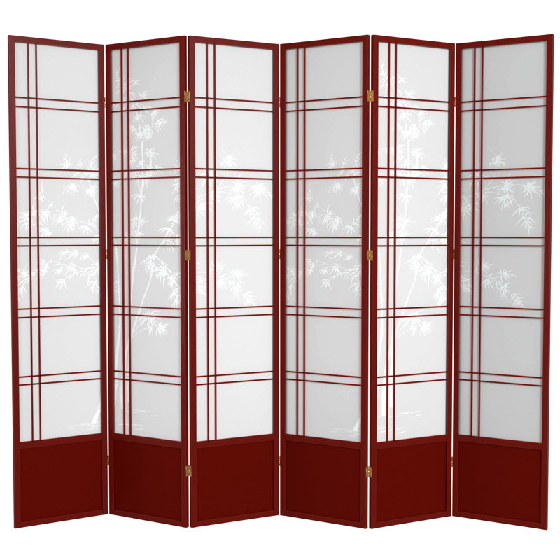 Cloison pliante Keitez, 6 panneaux, Bois de rose