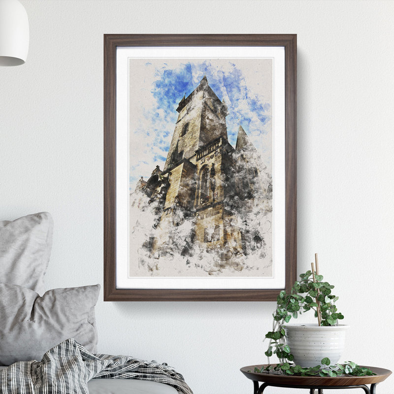 Old Town Hall in Prague - Picture Frame Painting, Walnut Framed, 36cm H x 27cm W x 2cm D