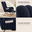 Ensemble chaise berçante et repose-pieds en tissu Teddy bleu foncé, fauteuil d'allaitement à oreilles avec poche de rangement