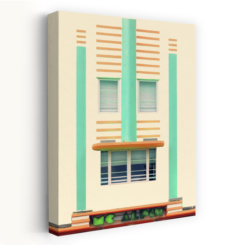 Coloré Miami, paysage urbain moderne, architecture, art abstrait, art déco; Moderne, H 36 po x l 24 po