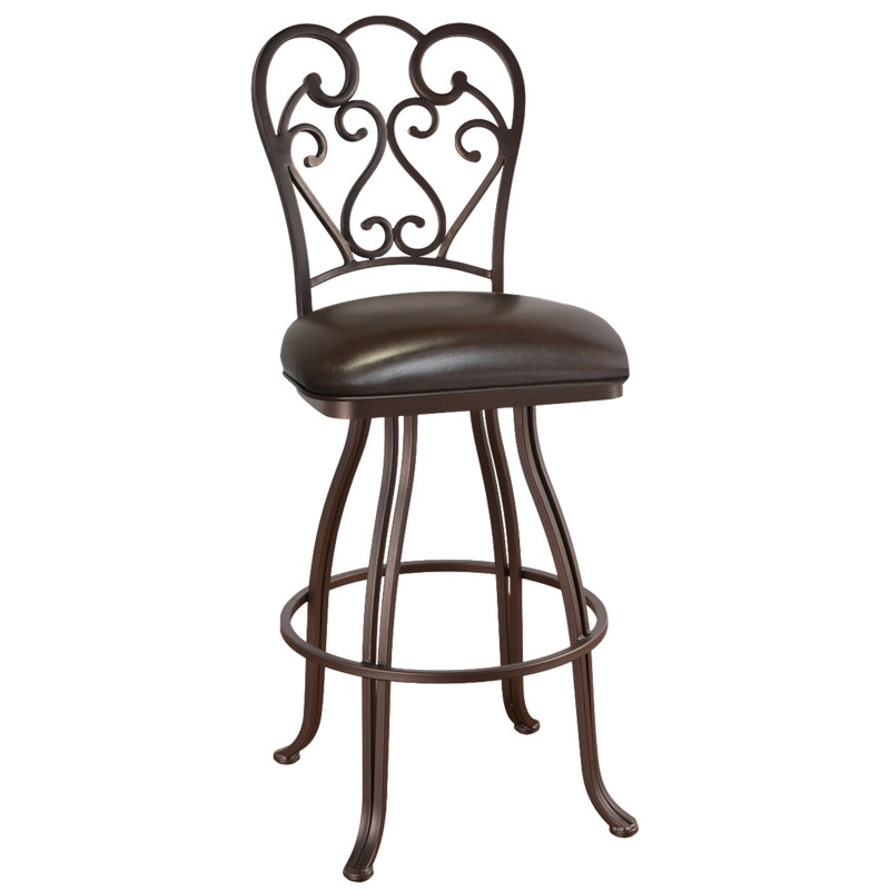 Belding Swivel Upholstered Faux Leather Counter Stool, Counter Stool (26” Seat Height)