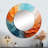 Teal Orange Bold Abstract Flow Collage I - Dams Decorative Wall Mirror, Modern Round Mirror, Printed Metal Art-99619783