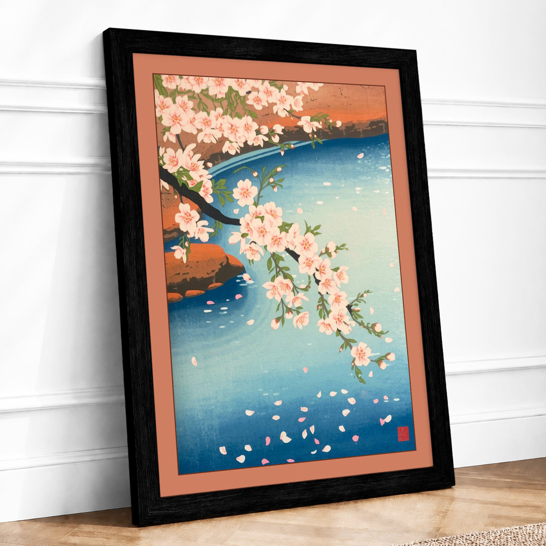 Cherry Blossom Shores Coastal - Framed Print