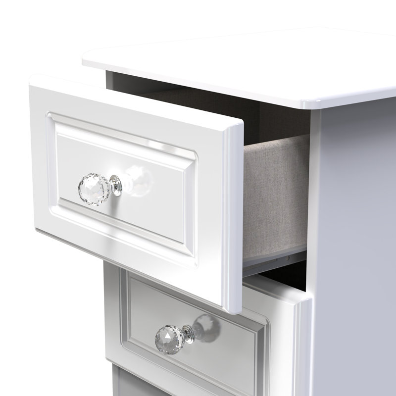 Fully Assembled Jacey 2 Drawer Bedside Table, White Gloss