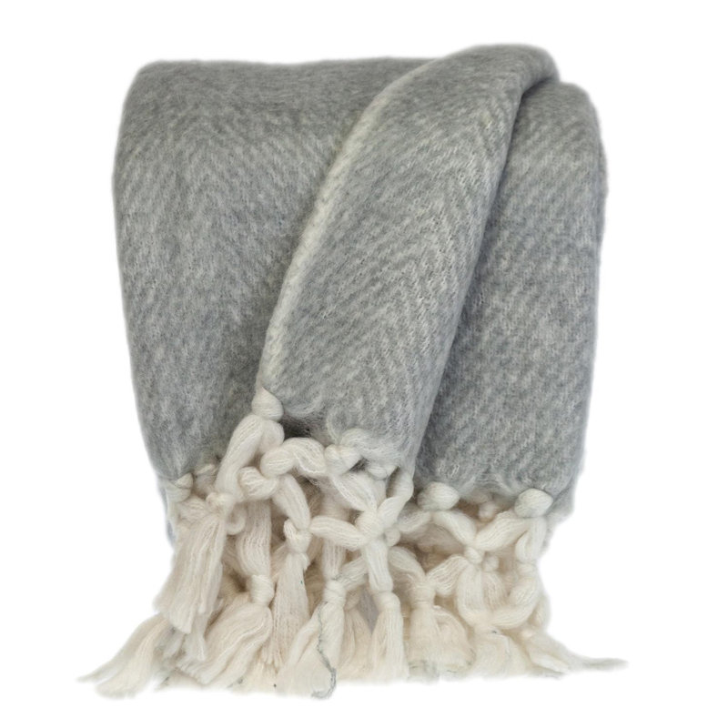 Ixia Knitted Throw Blanket, Light Gray