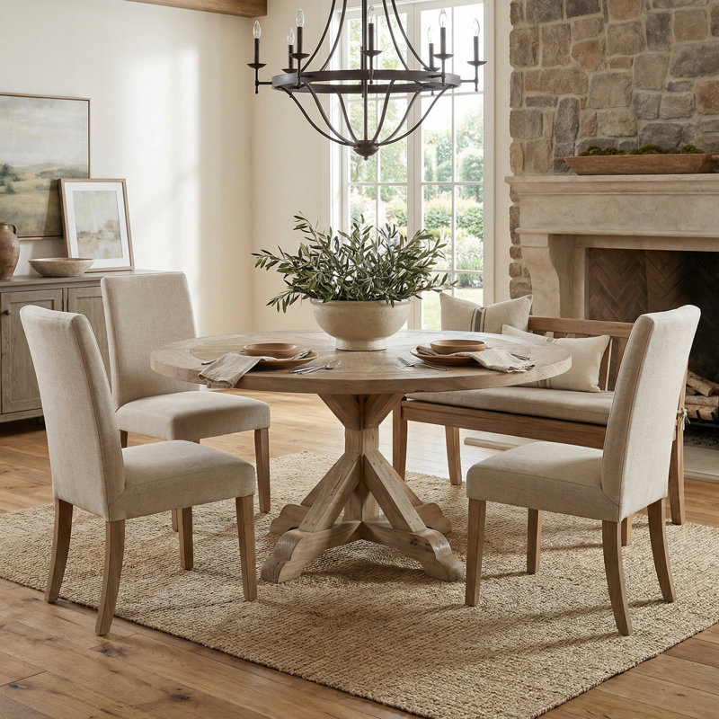 Pomona Round Solid Wood Dining Table, 31" H x 48" L x 48" W