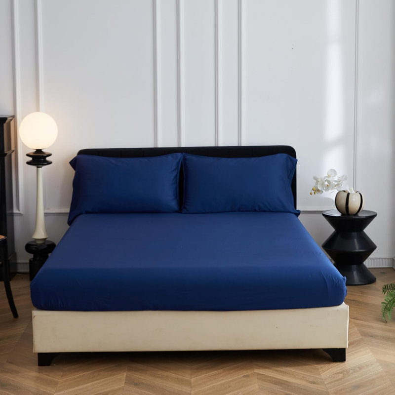 Drap-housse 100% 100% rayonne de bambou, Drap-housse de taille très grand, Bleu très foncé