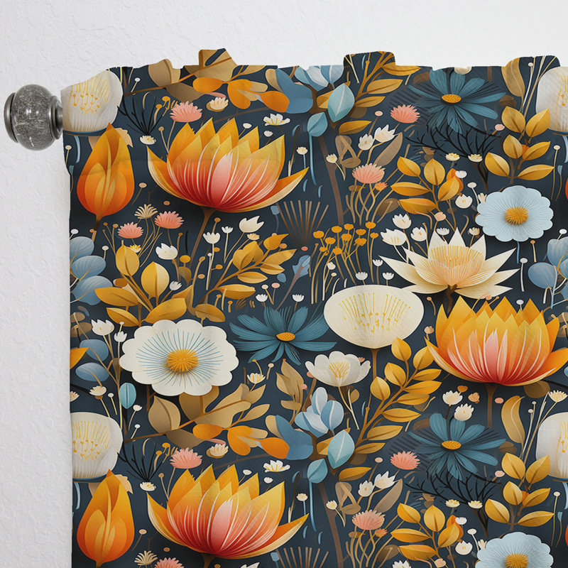 Mod Botanicals - Rideau en velours Mid-Century - obscurcissant - 1 panneau, L 52 po x L 95 po