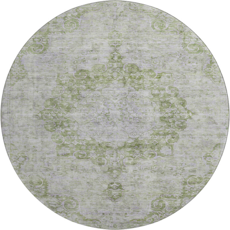 Premium Machine Washable Larock AMF1238 Global Rug, Round 8'