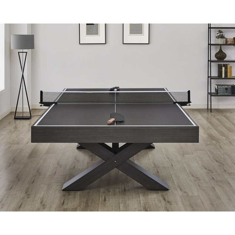 Blake 109'' Black and Kona Wood Table Tennis with Net