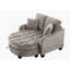 Canapé à deux places avec méridienne, accoudoirs irréguliers, repose-pieds de rangement et coussins décoratifs - brun-1846087637