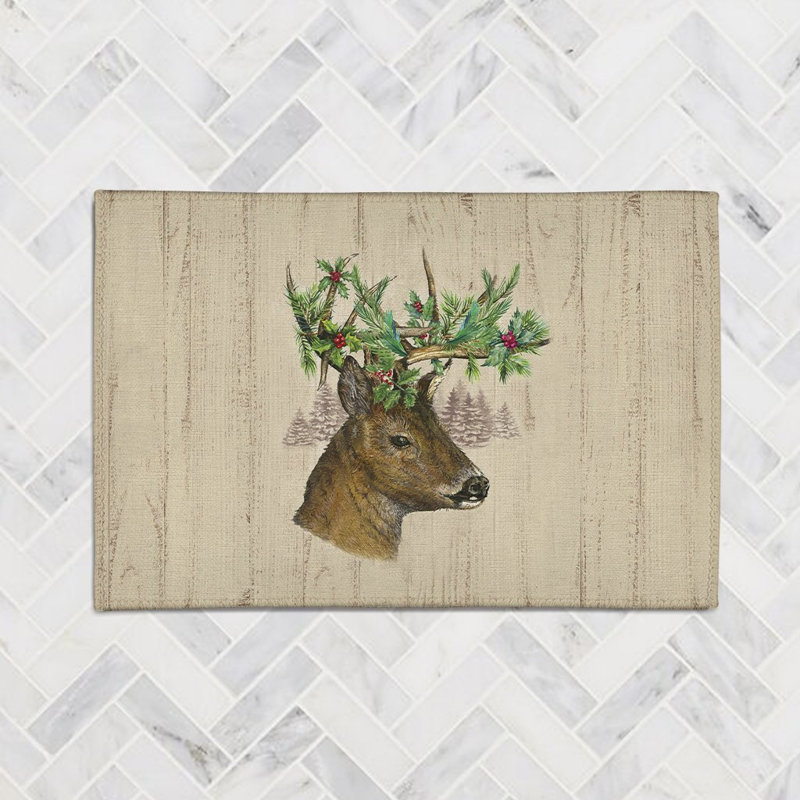 Holiday Deer Chenille Indoor Rug, Rectangle 5' x 7'