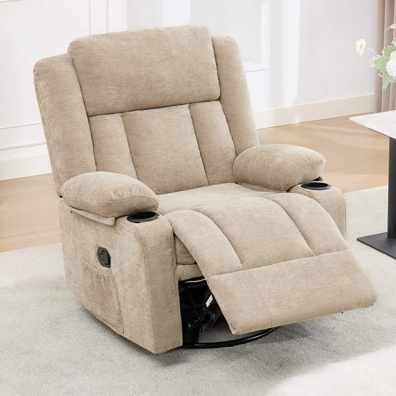 360° Swivel Rocker Recliner For Adults, Rocking Chair With Cup Holder, Manual Recliner Chair,Glider Recliner,For Living Room,Nursery ,Bedroom