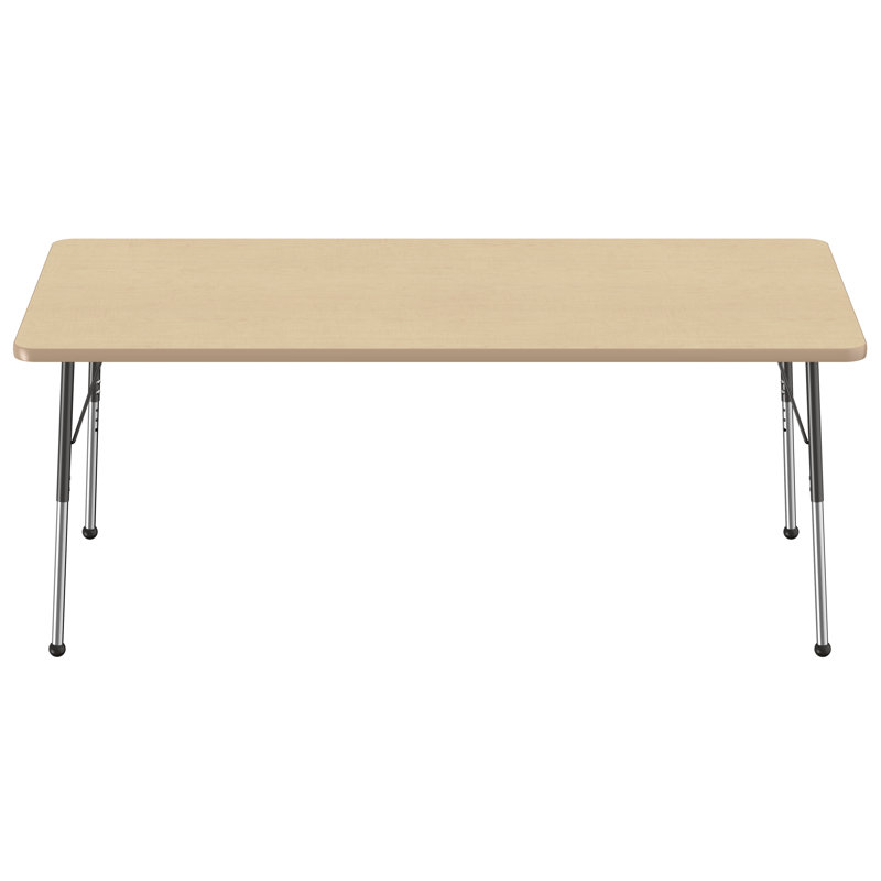 Table d'activité rectangulaire à hauteur réglable en forme de T, 36 po x 72 po, Érable / érable / noir