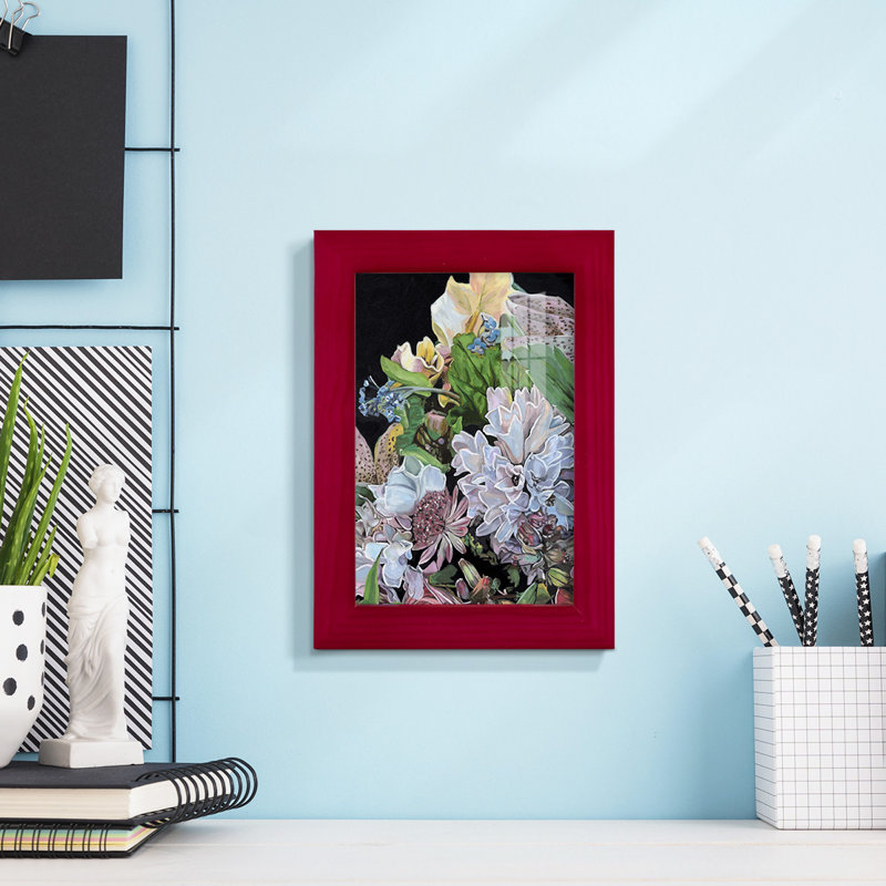 Floral Crop I, encadré sur papier, Rouge, H 9 po x l 7 po x P 1 po