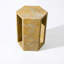 Table d'appoint luxueuse en marbre naturel doré de luxe espagnol, table de bout hexagonale de 16 cm de long avec finition polie, socle en pierre géométrique moderne et table de chevet pour le salon (jaune / or, 40 cm x 32 cm), table-838064464