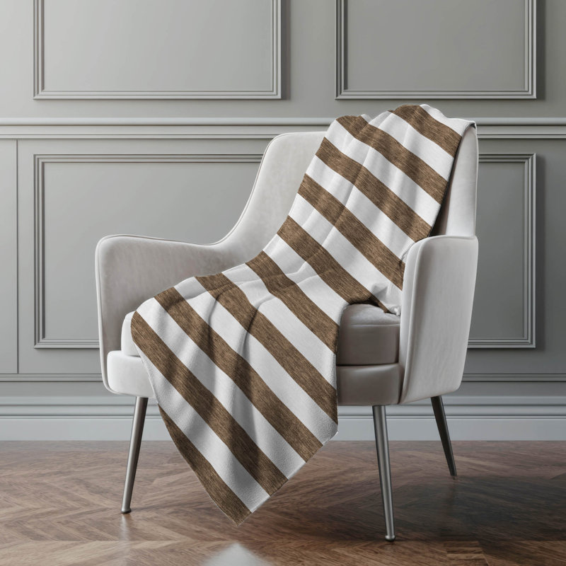 Addison Machine Washable Sherpa Throw Blanket, Chocolate Striped
