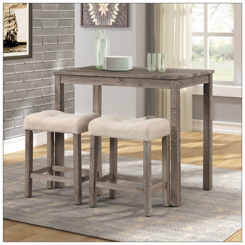 Sora Wood 3-Piece Counter Height Dining Set, Taupe