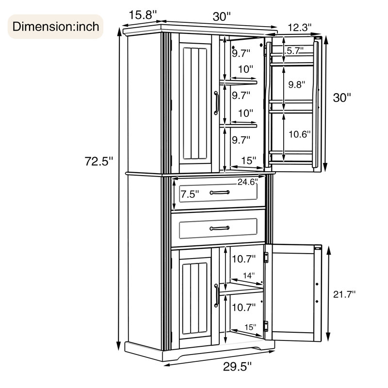 Storage Cabinet With Multi-Functional Storage Space, White