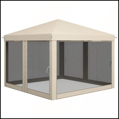 Tente à auvent escamotable avec toit résistant aux rayons UV, murs en filet et installation facile