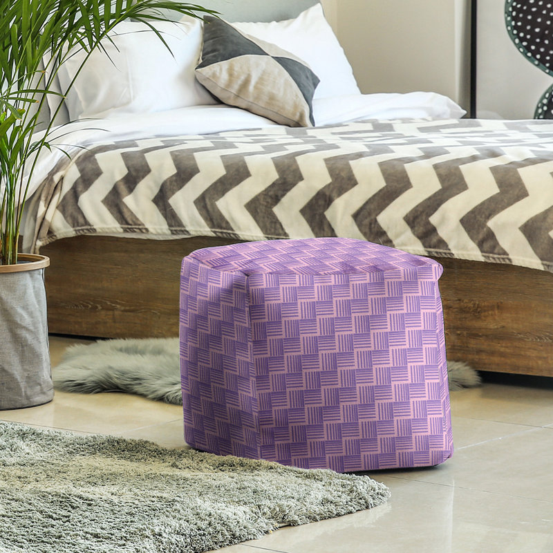 Repose-pieds cubique à rayures classic basketweave, Rose / mauve